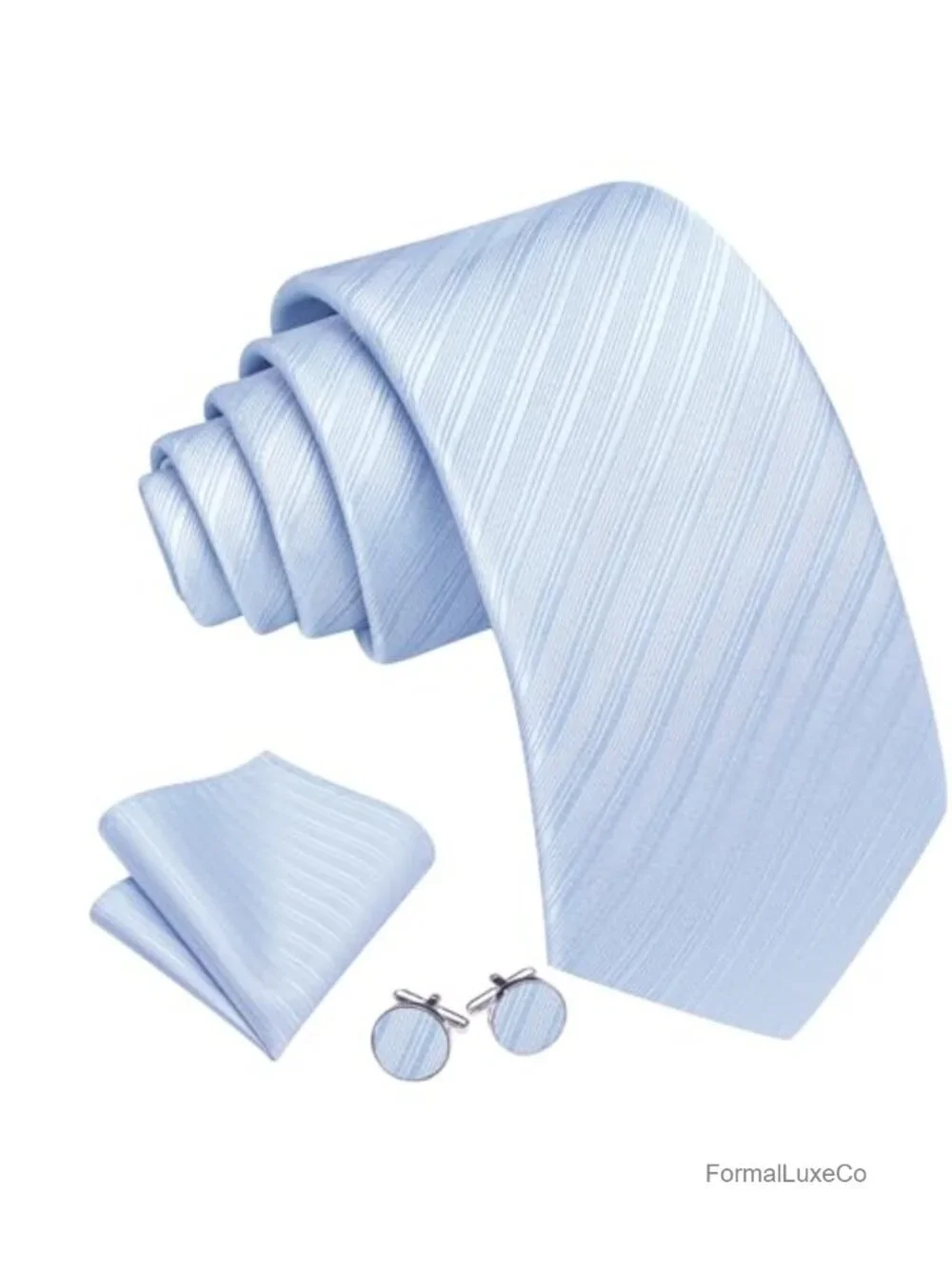 Silk Blend Tie Set with Pocket Square & Cufflinks Business Wedding